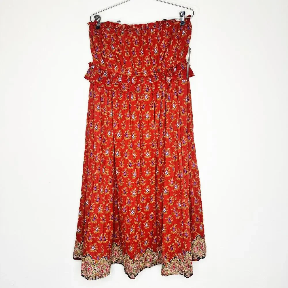 NWT Anthropologie Plenty Tracy Reese Empire Strapless Smocked Midi Dress Large - Picture 15 of 15